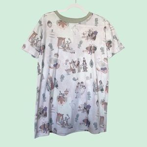 Disney Parks Haunted Mansion Character Print Tunic Sleep Shirt Grey/Green Sz XS
